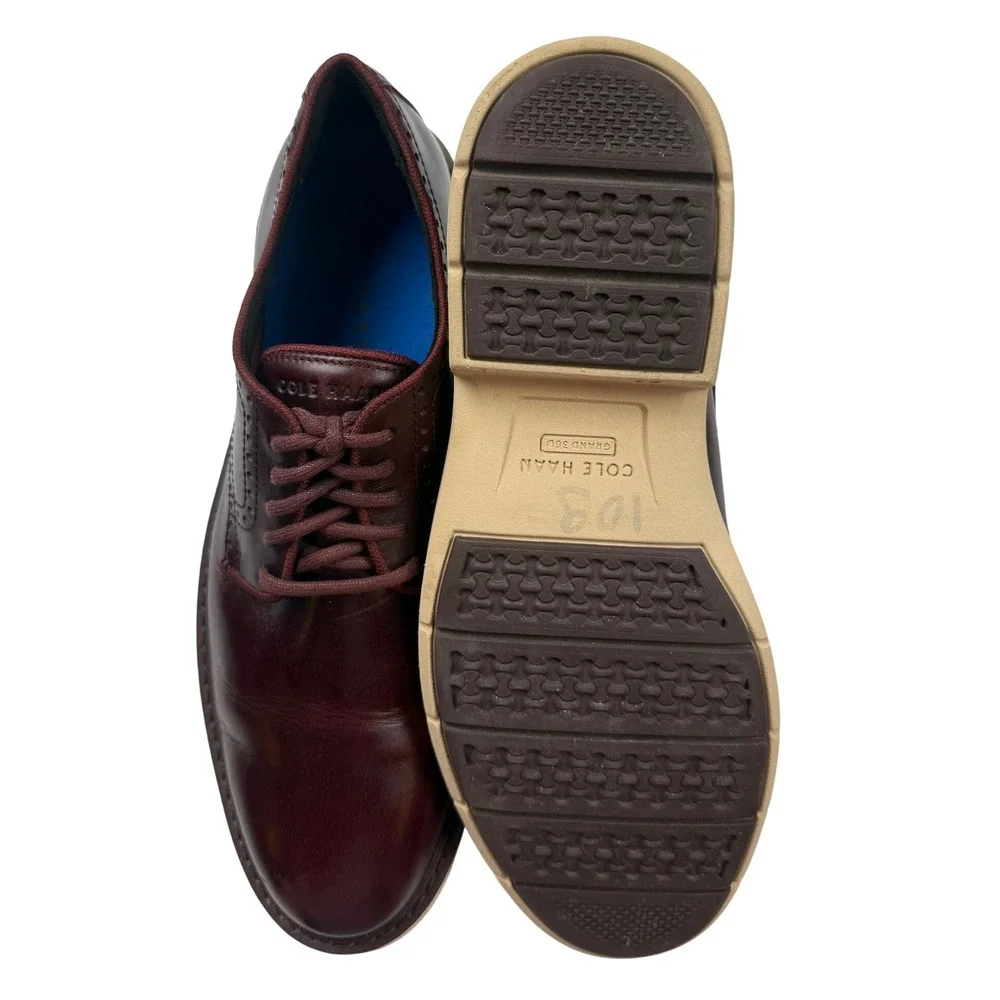 Cole Haan Grand 360 Mens Burgundy Leather Wingtip Oxford Shoes C37684 Size 8.5 M